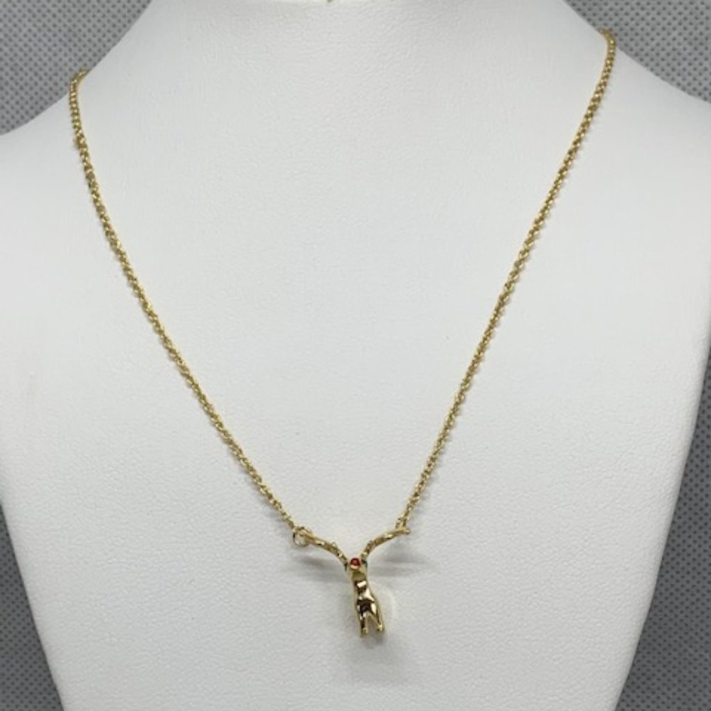 RS Covenant Gold Reindeer Cubic Zirconia Necklace w/lifetime warranty 18"